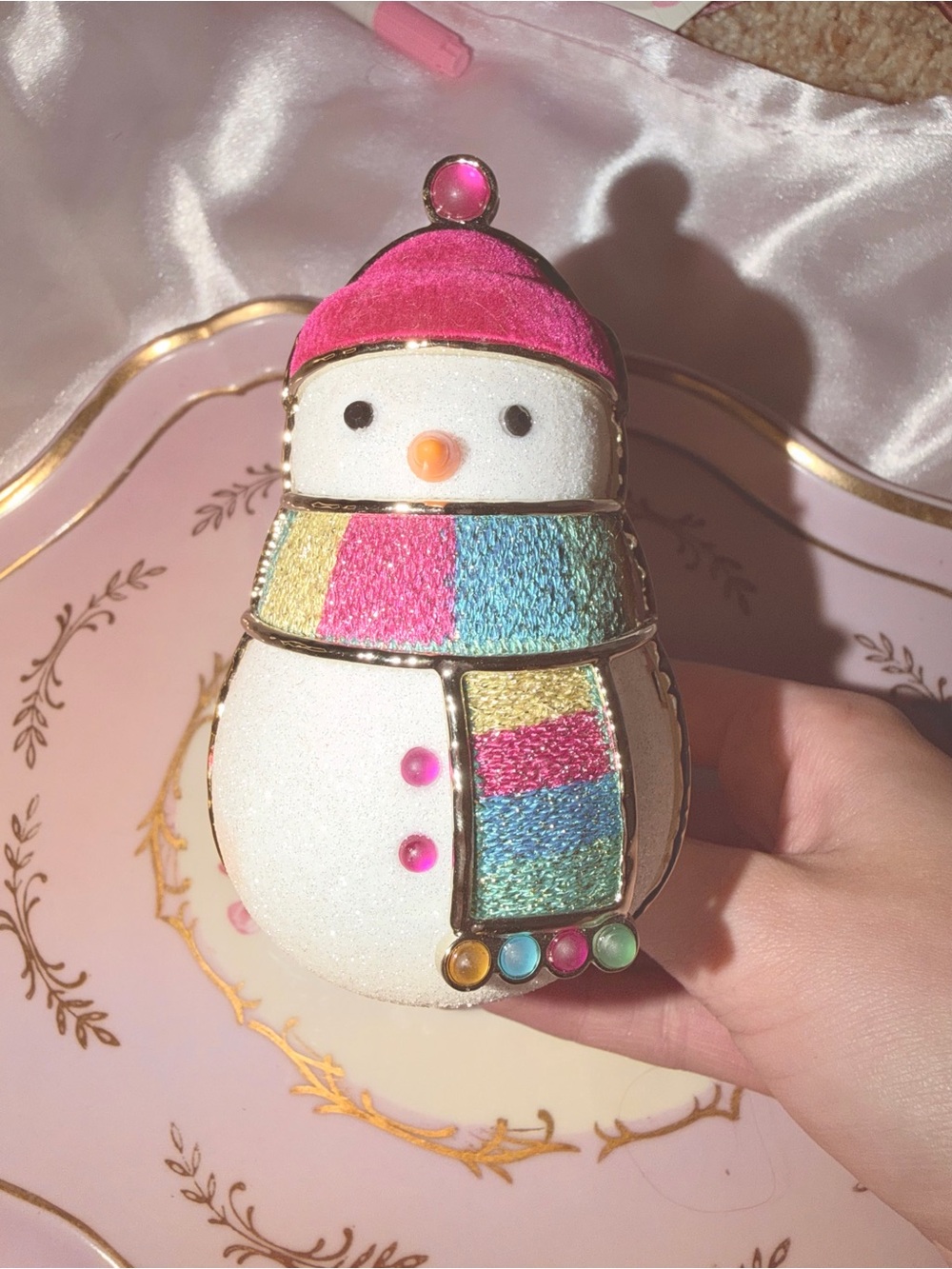 Cute Snowman with Pink Hat and Multicolor Scarf room freshener plug in